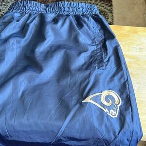 NFL satin joggers pants, size 4xl color navy tan and white